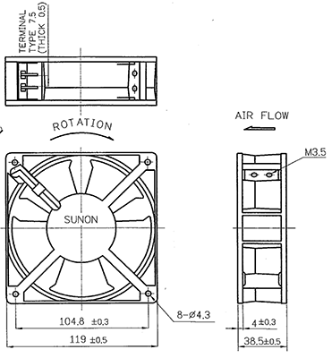 Cooling Fan Sleeve Bearing 120mm 240VAC F1030