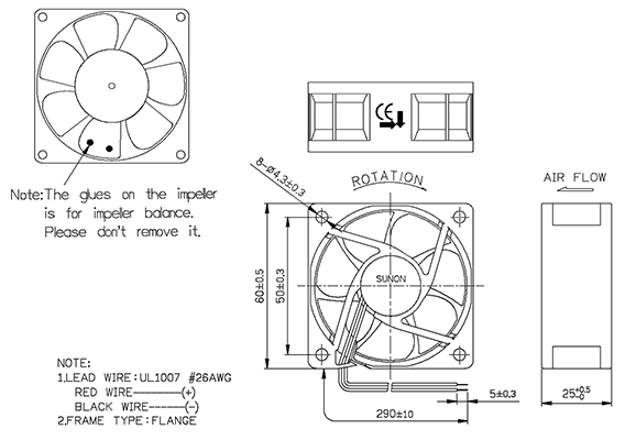 Cooling Fan 60mm 24VDC Sleeve Bearing Cooling Fan F1047