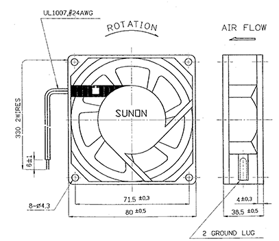 Cooling Fan Ball Bearing 80mm 240VAC F1120