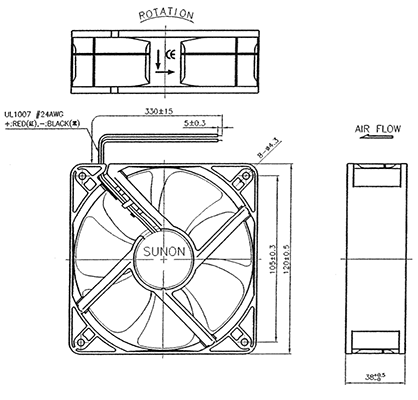 Cooling Fan Ball Bearing 120mm 24VDC F1161