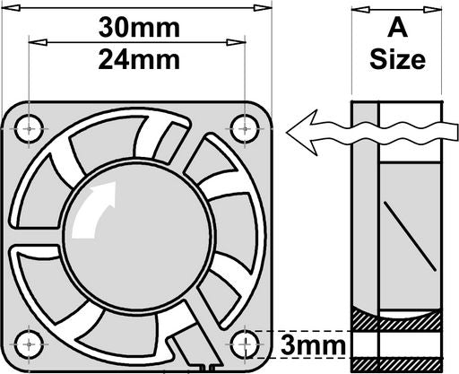 Fan 12vdc 30x30x7mm Ball Bearing FAN300722