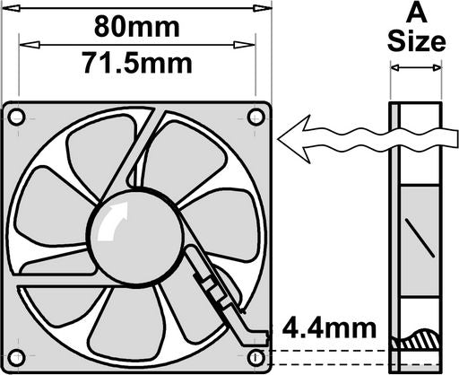 Fan 12vdc 80x80x15mm Ceramic 3 Wire FAN8015C12L