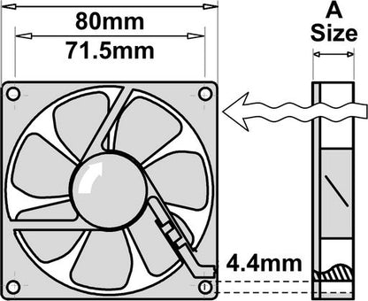 Fan 12vdc 80x80x15mm Ceramic 3 Wire FAN8015C12L