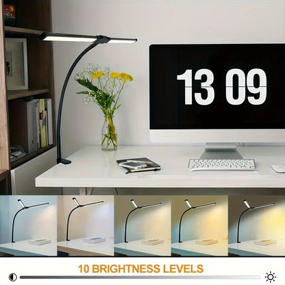 Lamp Double Head Clip-on LED Desk Lamp Black FM124047