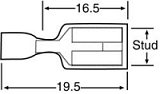 Spade Crimp Female 6.3mm Blue Pk 100 H2007B