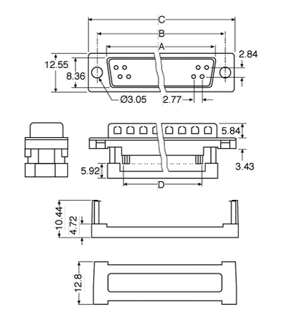 D-Sub Connector DE9 Male with IDC Termination Metal Version P4122