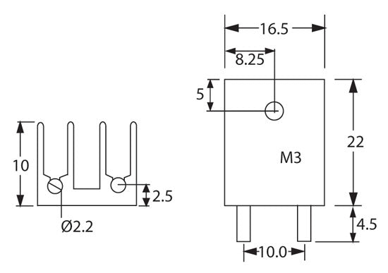 Heatsink Mount 10 x 22mm TO220 PCB H0640