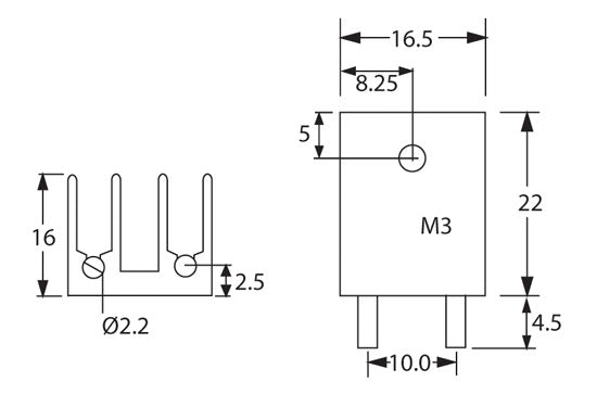 Heatsink Mount 16 x 22mm TO220 PCB H0650