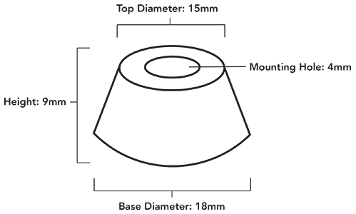 Feet 15mm Round Bolt On Rubber Pk 100 H0914