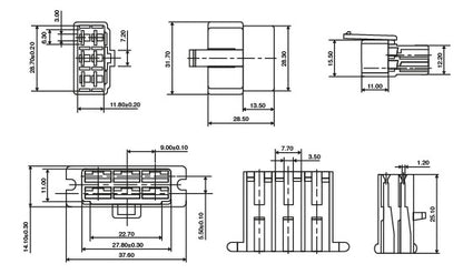 DC Power Connectors 6 Way Male And Female Inline Connector 15A H2312