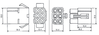 DC Power Connectors 6 Way 12A Male And Female Inline Connector H2322