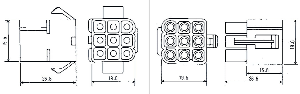 DC Power Connectors 9 Way 10A Male And Female Inline Connector H2325