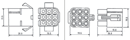 DC Power Connectors 9 Way 10A Male And Female Inline Connector H2325