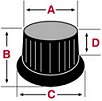 Knob 18t Spline Pvc 15mm Black H6540A