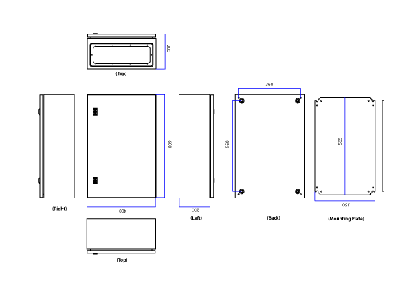 Enclosures & Boxes 400x200x600mm IP66 Lockable Steel Utility Wall Cabinet H7910