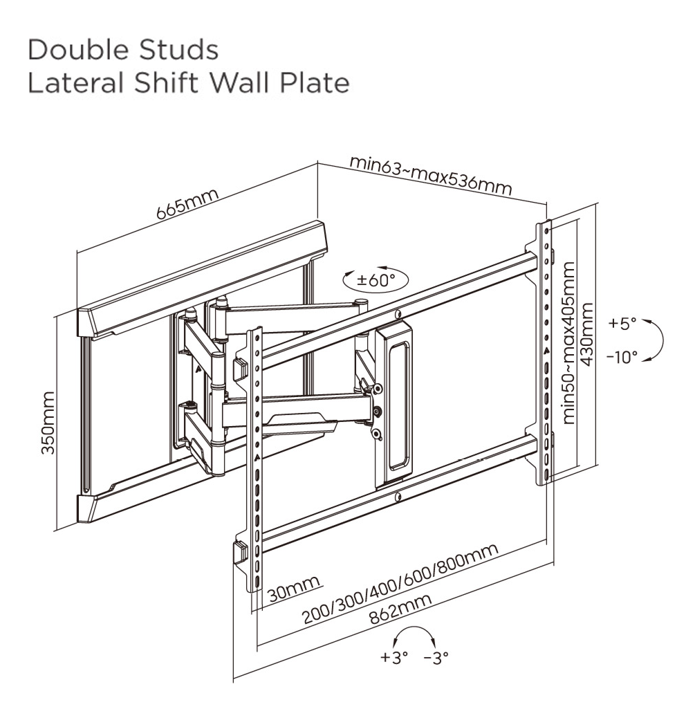 Tv Wall Bracket 43-90 Swivel Flat Screen H8126D