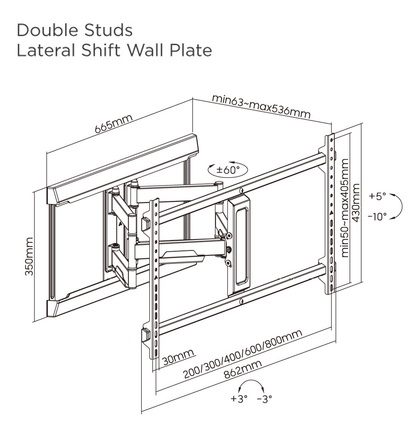 Tv Wall Bracket 43-90 Swivel Flat Screen H8126D