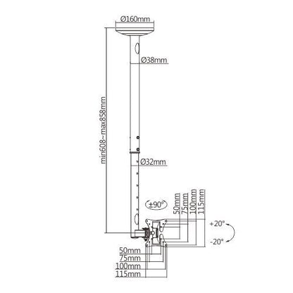 TV & Monitor Brackets Ceiling Bracket LCD VESA Silver 15kg H8184