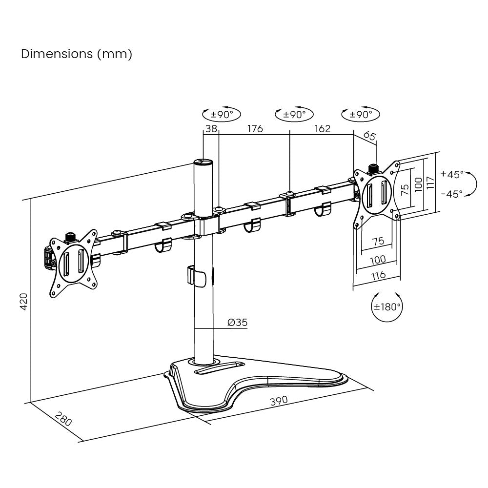 TV & Monitor Brackets Dual Monitor Desk Stand To Suit 17-32" Screens H8223