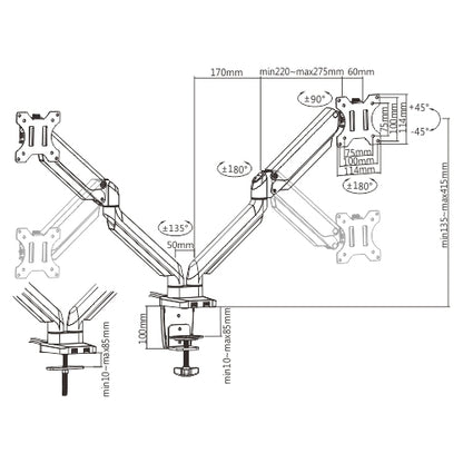 TV & Monitor Brackets 100mm Dual VESA Desk Mount LCD Bracket with USB H8232B