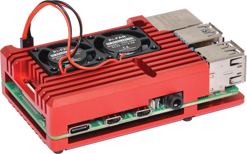 Red Dual Fan Armour Case To Suit Raspberry Pi 4 H8959