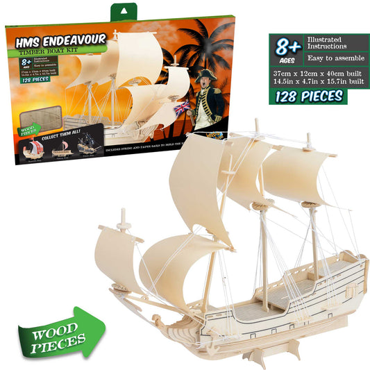 Hms Endeavour Wood Ship Build Kit Hj-1026