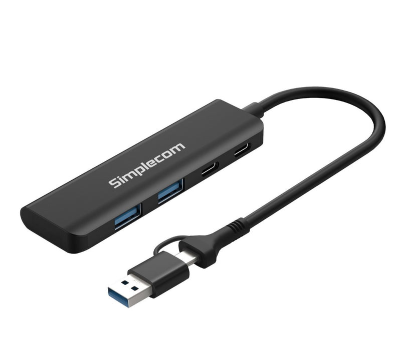 Simplecom CH385 SuperSpeed USB-A and USB-C 4-Port Combo Hub USB 3.2 Gen 1 (2x USB-A and 2x USB-C Ports) HXSI-CH385