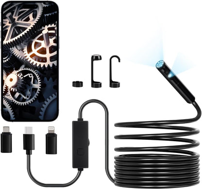 Inspection Camera USB Dual Lens 1920P Ip67 9 Adj LED, 5m Cable AB0F6CP46VD