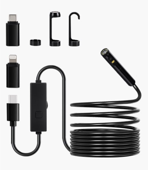 Inspection Camera USB Dual Lens 1920P Ip67 9 Adj LED, 5m Cable AB0F6CP46VD