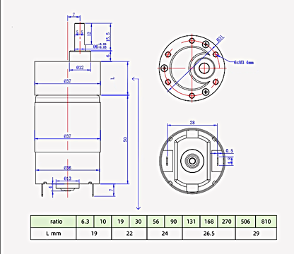 Robotics Motor Gear Reduction 12V 66RPM J0064
