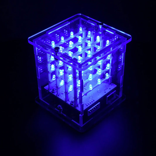 Lighting Kits 4x4x4 Arduino Based LED Acrylic Cube Kit Blue K8109