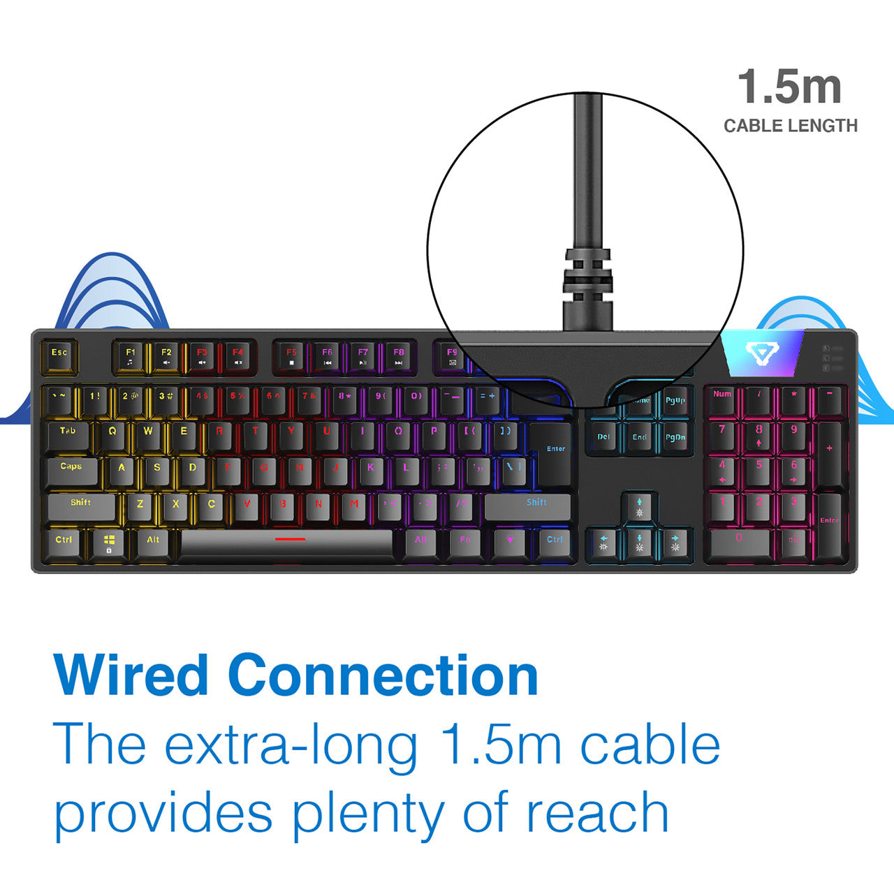 LASER Gaming LED Full Size Mechanical Wired Keyboard KB-MEK101-BK