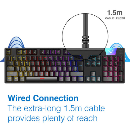 LASER Gaming LED Full Size Mechanical Wired Keyboard KB-MEK101-BK