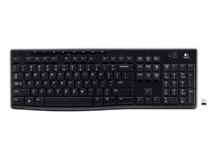 Logitech K270 2.4 GHz Wireless Full Size Keyboard 128-bit AES encryption 24-month battery life Spill resistant Durable UV-coated keys KBLT-K270