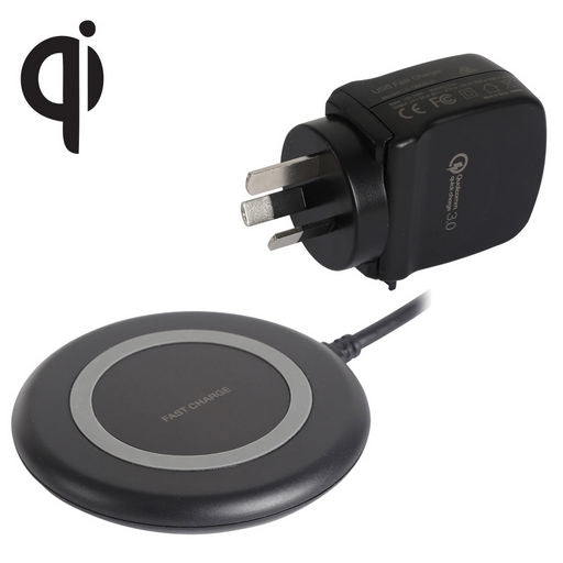 LVSUN QI Wireless Charger & QC3 Power Pack 15W Blk LS-W15-BK