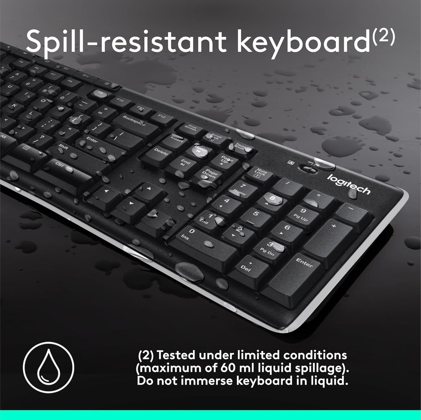 Logitech K270 2.4 GHz Wireless Full Size Keyboard KBLT-K270 1533521