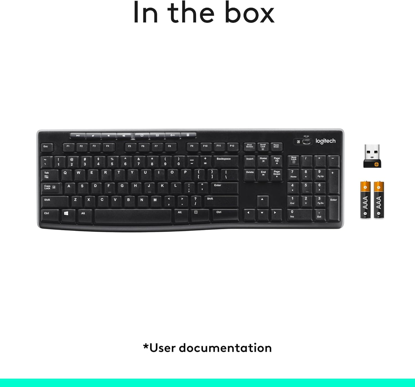 Logitech K270 2.4 GHz Wireless Full Size Keyboard KBLT-K270 1533521