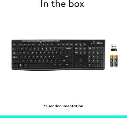 Logitech K270 2.4 GHz Wireless Full Size Keyboard KBLT-K270 1533521