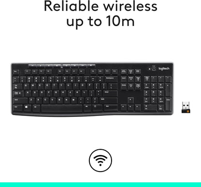 Logitech K270 2.4 GHz Wireless Full Size Keyboard KBLT-K270 1533521