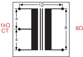 Audio Coupling Transformer 1k Ohm / 8 Ohm M0216
