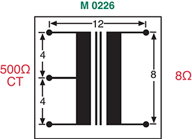 Audio Coupling Transformer 500 Ohm / 8 Ohm M0226