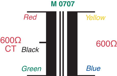 Transformer 600 Ohm / 600 Ohm Shielded Bridging M0707