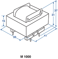 Telephone Isolation Transformer 600 Ohm / 600 Ohm M1000