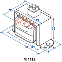 Line Speaker / Audio Transformer 8 Ohm to 0.33W - 5W 100V M1112