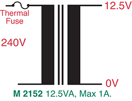 Transformer 12.5V /  240V 1A EI Core M2152