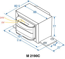 EI Core Transformers 24V / 240V 5A EI Core Transformer M2190c