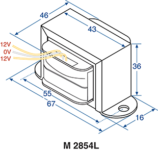 EI Core Transformer 24V / 240V 150mA Centre Tapped EI Core Transformer M2854L