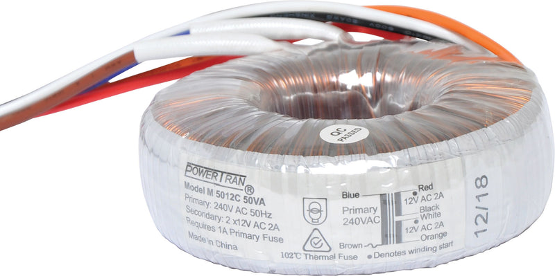 Toroidal Transformer 12 + 12 80VA M5112C