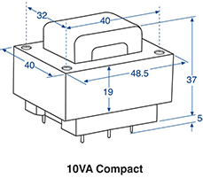 Transformer 10VA 6+6V PCB M7252