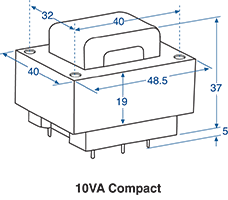 Transformer 10VA 9+9V PCB M7258